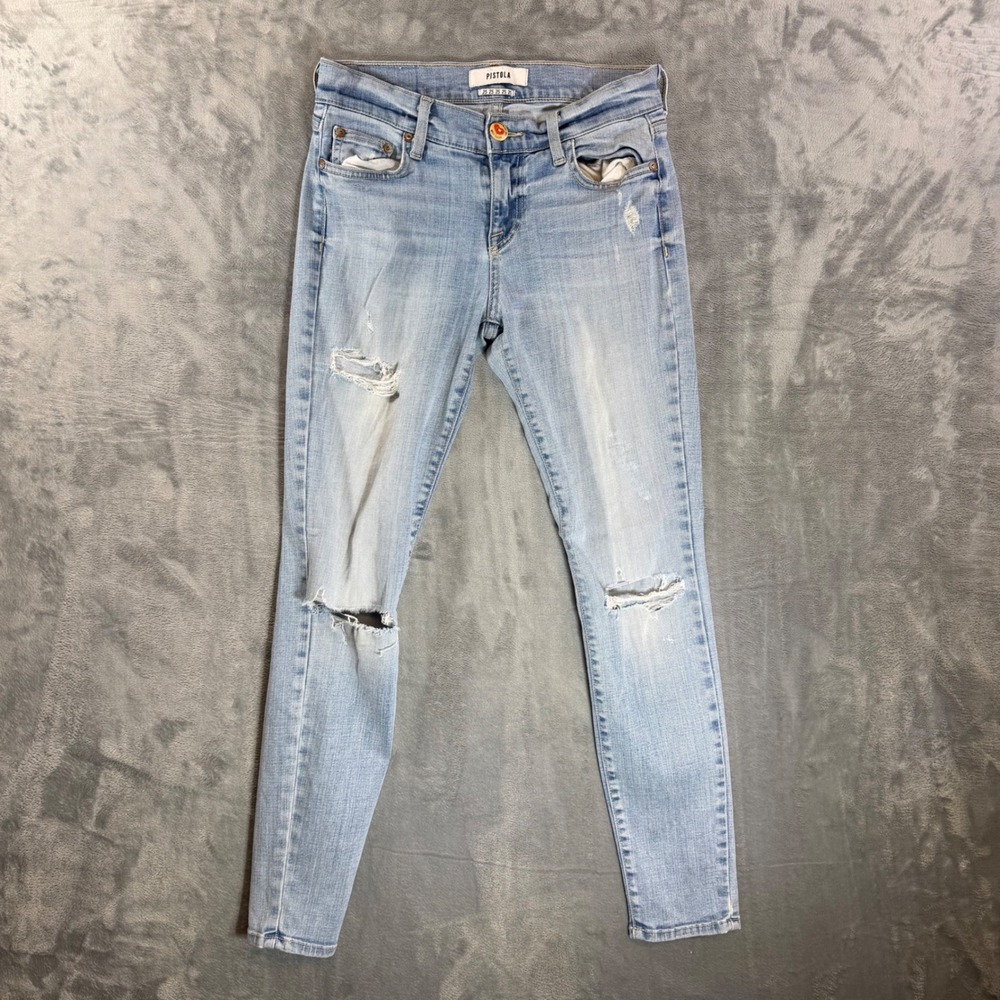PISTOLA Distressed Skinny Jeans Women's Size 25 Blue Light‎ Wash Denim Pants